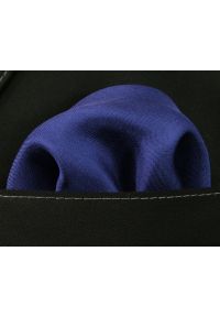 Granatowa Elegancka Męska Poszetka -EM Men's Accessories- Chusteczka, Jednokolorowa, 100% Jedwa. Kolor: niebieski. Materiał: jedwab #3