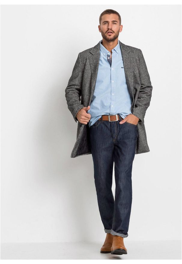 bonprix - Koszula oksfordzka z długim rękawem. Kolor: niebieski. Długość rękawa: długi rękaw. Długość: długie. Wzór: haft