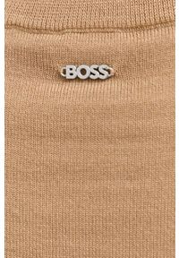 BOSS sweter wełniany damski kolor beżowy lekki. Kolor: beżowy. Materiał: wełna. Wzór: gładki. Styl: klasyczny #4