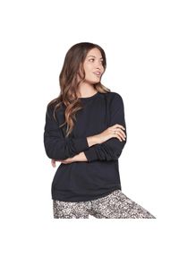 skechers - Longsleeve sportowy damski Skechluxe Restful Crew. Kolor: czarny. Materiał: elastan, poliester, wiskoza. Długość rękawa: długi rękaw. Styl: sportowy