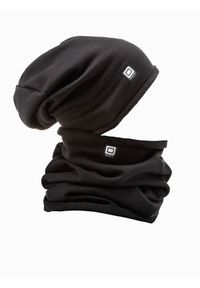 Ombre Clothing - Komin męski A063 - czarny - uniwersalny. Kolor: czarny. Materiał: poliester, bawełna