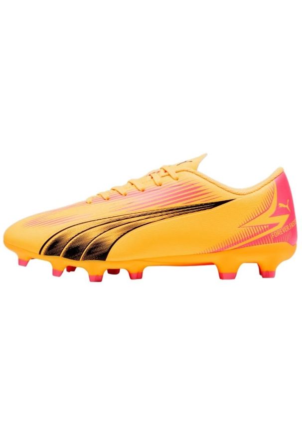 Buty piłkarskie Puma Ultra Play FG/AG M 107763 03 pomarańczowe. Zapięcie: sznurówki. Kolor: pomarańczowy. Materiał: syntetyk. Szerokość cholewki: normalna. Wzór: nadruk. Sport: piłka nożna