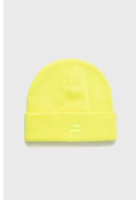 Fila czapka kolor żółty z grubej dzianiny. Kolor: żółty. Materiał: dzianina