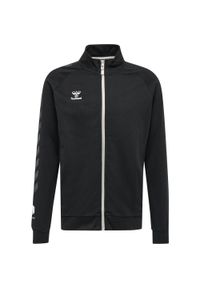 Zapinana na zamek bawełniana bluza dresowa Hummel Move Grid. Kolor: czarny. Materiał: bawełna, dresówka. Wzór: nadruk. Sport: piłka nożna #1