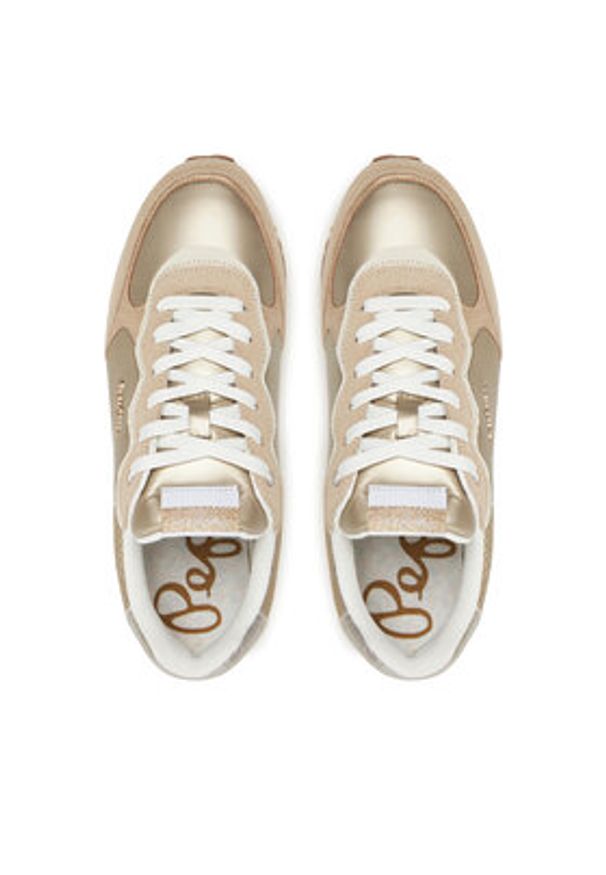Pepe Jeans Sneakersy Rusper Shine PLS60033 Beżowy. Kolor: beżowy. Materiał: skóra, zamsz