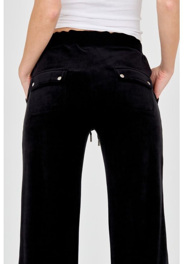 Juicy Couture - JUICY COUTURE Czarne damskie spodnie Del Ray Pocket Pant, Rozmiar L. Kolor: czarny. Materiał: dresówka
