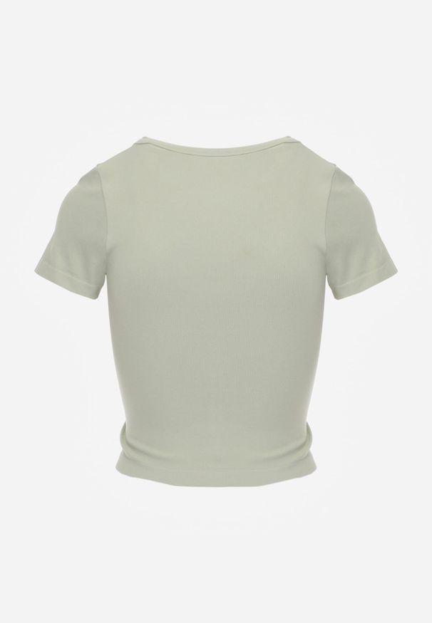 Renee - Zielony Krótki T-shirt Basic z Okrągłym Dekoltem Gresalor. Okazja: na co dzień. Kolor: zielony. Materiał: zamsz, jeans. Długość: krótkie. Styl: casual, klasyczny