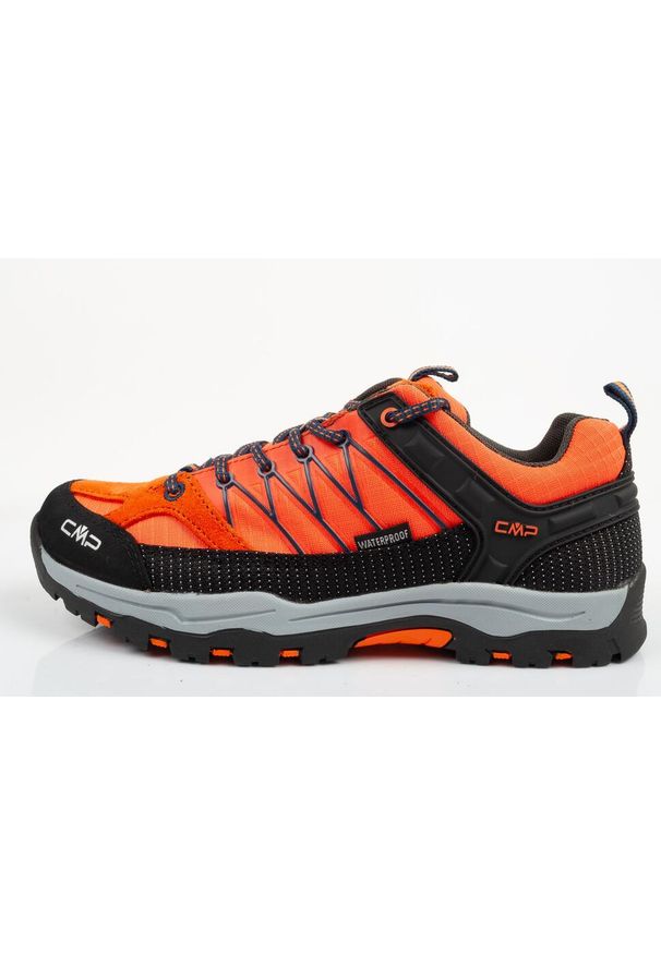 Buty dziecięce trekkingowe CMP Kids Rigel wodoodporne. Kolor: czarny, pomarańczowy, wielokolorowy. Materiał: skóra. Szerokość cholewki: normalna. Sport: turystyka piesza