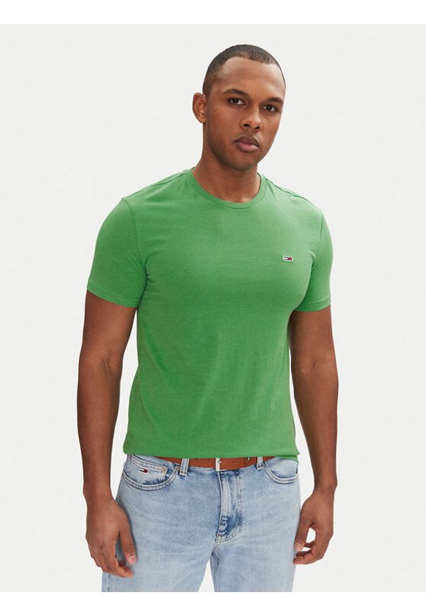 Tommy Jeans T-Shirt Jaspe DM0DM20363 Zielony Slim Fit. Kolor: zielony. Materiał: bawełna