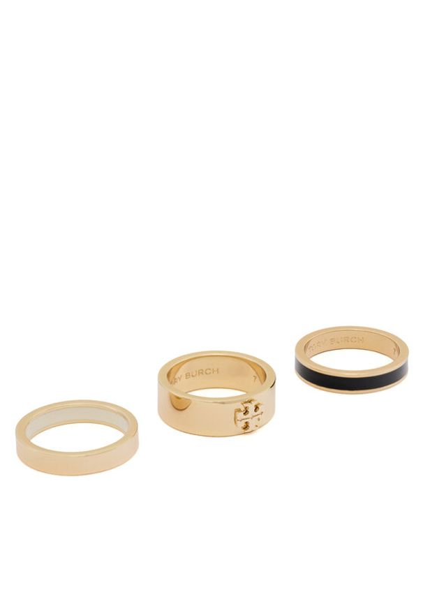 Tory Burch Pierścionek Enamel Ring Set 184445 Czarny. Materiał: metalowe. Kolor: czarny