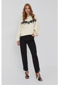 TwinSet - Twinset Bluza damska kolor kremowy z kapturem z aplikacją. Typ kołnierza: kaptur. Kolor: beżowy. Materiał: dzianina. Wzór: aplikacja #2