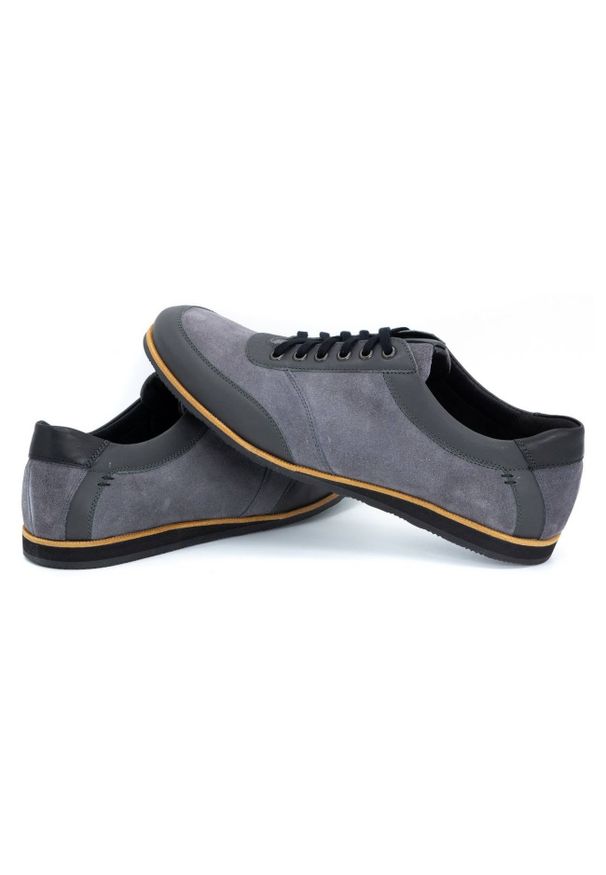 Olivier Buty męskie skórzane 7007KB szare. Kolor: szary. Materiał: skóra