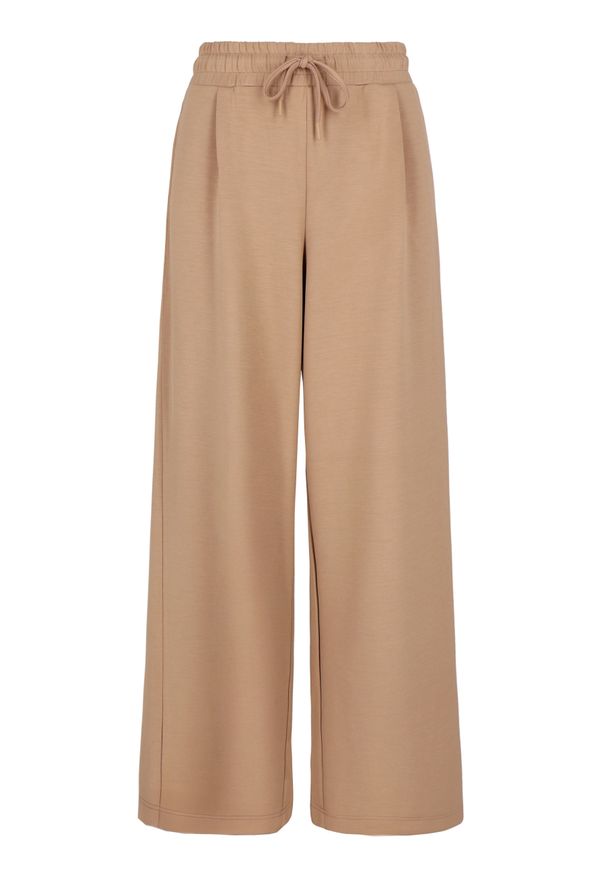 Volcano - Beżowe, luźne spodnie dresowe N-MOCK. Kolor: beżowy. Materiał: dresówka