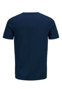 Jack & Jones - Jack&Jones T-Shirt Corp Logo 12137126 Granatowy Slim Fit. Kolor: niebieski. Materiał: bawełna