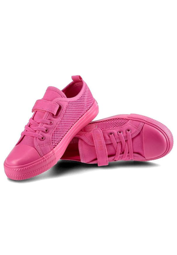Big-Star - Różowe Trampki Big Star Dziecięce Buty Na Rzep. Okazja: na spacer, na uczelnię, na co dzień. Zapięcie: rzepy. Kolor: różowy. Materiał: materiał, skóra, guma. Szerokość cholewki: normalna. Wzór: ażurowy. Styl: elegancki, casual, klasyczny