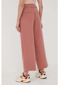 only - Only spodnie damskie kolor różowy szerokie high waist. Stan: podwyższony. Kolor: różowy. Materiał: tkanina #4