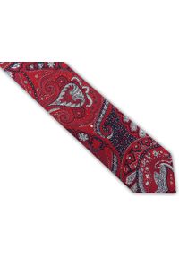Adam Collection - Czerwony krawat męski w paisley D335. Kolor: czerwony. Materiał: mikrofibra, tkanina. Wzór: paisley #1