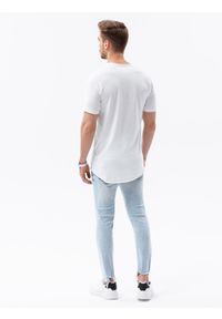 Ombre Clothing - T-shirt męski bawełniany - biały S1378 - XXL. Kolor: biały. Materiał: bawełna
