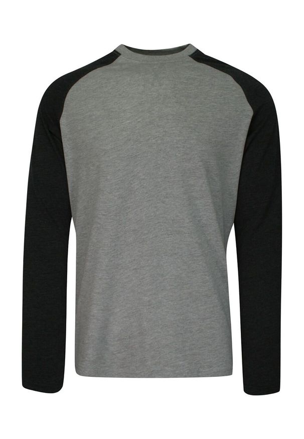 Brave Soul - Dwukolorowy T-Shirt Męski, Szaro-Czarny, Koszulka z Długim Rękawem, Longsleeve -BRAVE SOUL. Okazja: na co dzień. Kolor: wielokolorowy, czarny, szary. Materiał: bawełna, wiskoza. Długość rękawa: długi rękaw. Długość: długie. Sezon: jesień, zima. Styl: klasyczny, casual