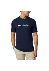 columbia - Koszulka męska Columbia Csc Basic Logo Short Sleeve z krótkim rękawem. Kolor: niebieski. Materiał: bawełna. Długość rękawa: krótki rękaw. Długość: krótkie