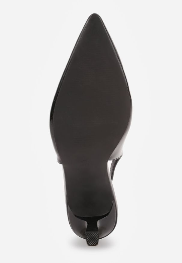 Born2be - Czarne Lakierowane Czółenka Sandały Vices na Szpilce Bez Pięty z Ozdobną Aplikacją Atenarrea. Okazja: na imprezę, na co dzień. Zapięcie: sprzączka. Kolor: czarny. Materiał: lakier. Wzór: aplikacja. Obcas: na szpilce. Styl: casual