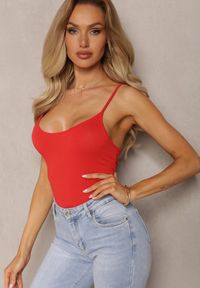 Renee - Czerwony Tank Top na Ramiączkach z Elastycznej Bawełny Daudia. Kolor: czerwony. Materiał: bawełna. Długość rękawa: na ramiączkach #5