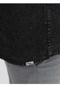 Ombre Clothing - Koszula męska jeansowa na zatrzaski z kieszonkami - czarna V3 OM-SHDS-0115 - XXL. Kolor: czarny. Materiał: jeans #10