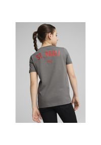 Puma - Młodzieżowa koszulka Casuals FC St. Pauli PUMA Flat Medium Gray Red. Kolor: czerwony, wielokolorowy, szary