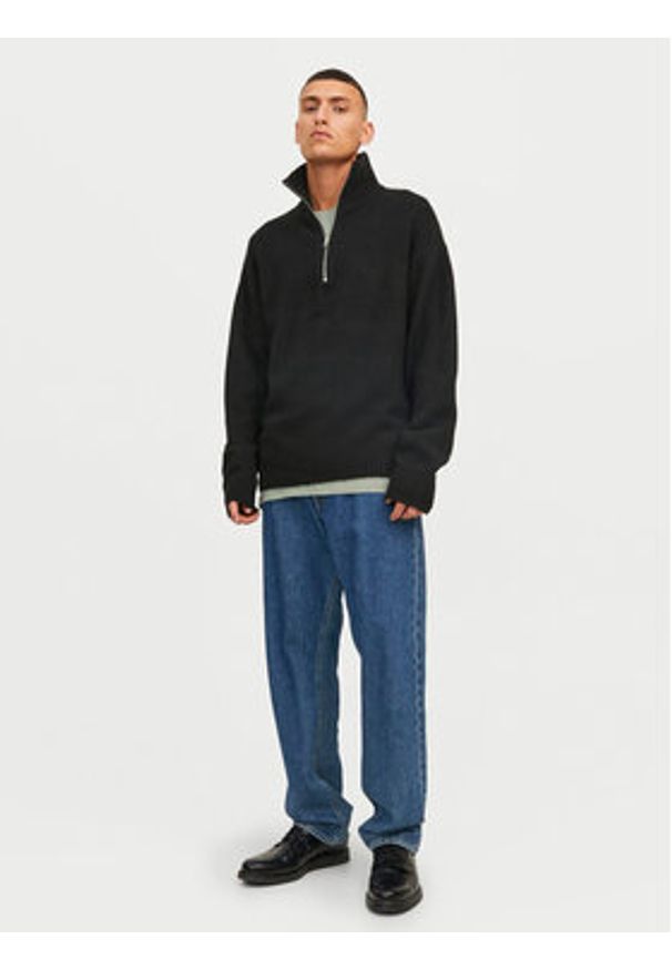 Jack & Jones - Jack&Jones Sweter Ollie 12241817 Czarny Relaxed Fit. Kolor: czarny. Materiał: syntetyk