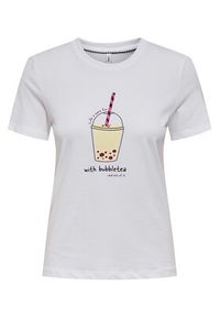 only - ONLY T-Shirt Fun Life 15349901 Biały Regular Fit. Kolor: biały. Materiał: bawełna #8