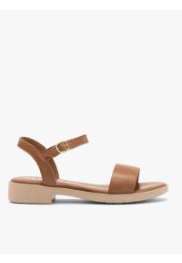 Ryłko - Jasnobrązowe sandały damskie. Zapięcie: sprzączka. Kolor: brązowy. Materiał: skóra. Obcas: na obcasie. Styl: street #1
