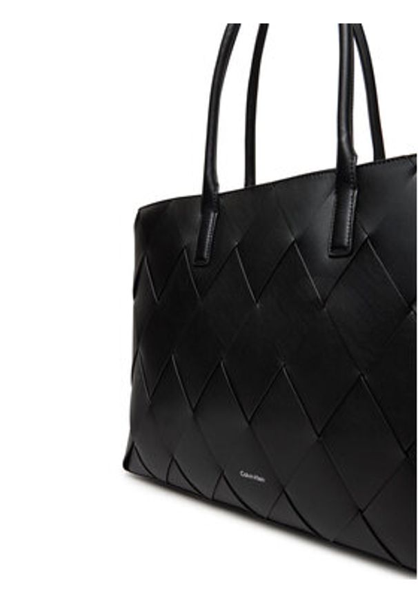 Calvin Klein Torebka Ck Woven Medium Shopper K60K612994 Czarny. Kolor: czarny. Materiał: skórzane