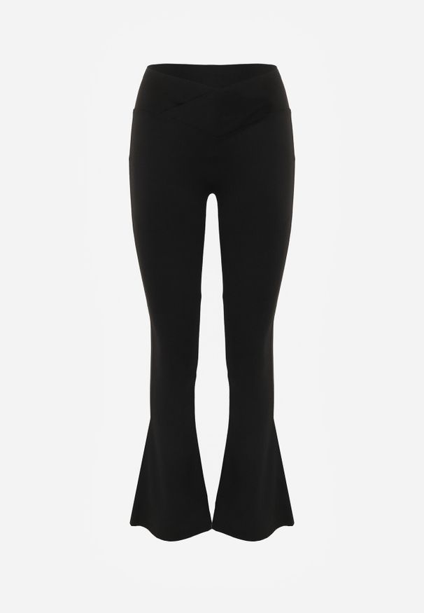 Born2be - Czarne Legginsy o Fasonie Dzwonów z Wysokim Stanem Jaenlenne. Okazja: do pracy, na co dzień, na spotkanie biznesowe. Stan: podwyższony. Kolor: czarny. Styl: elegancki, biznesowy, casual