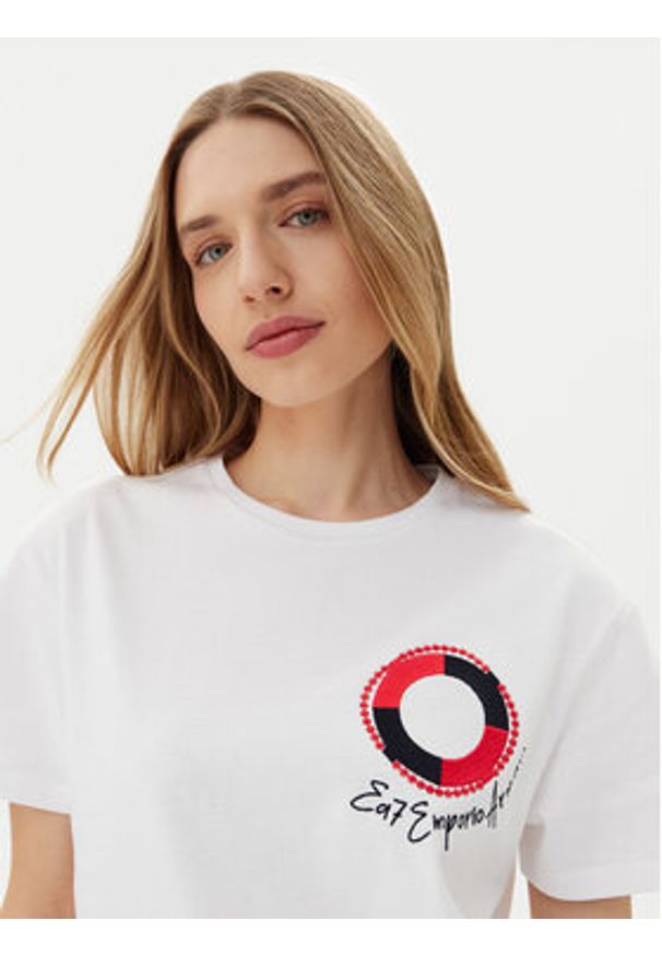 EA7 Emporio Armani T-Shirt 7W000491 AF12957 U0002 Biały Regular Fit. Kolor: biały. Materiał: bawełna