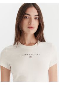 Tommy Jeans T-Shirt Bling Linear DW0DW21550 Biały Slim Fit. Kolor: biały. Materiał: bawełna #5
