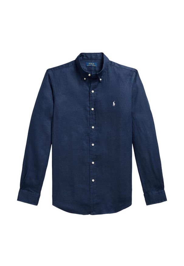 Polo Ralph Lauren Koszula 710968915506 Granatowy Regular Fit. Typ kołnierza: polo. Kolor: niebieski. Materiał: len