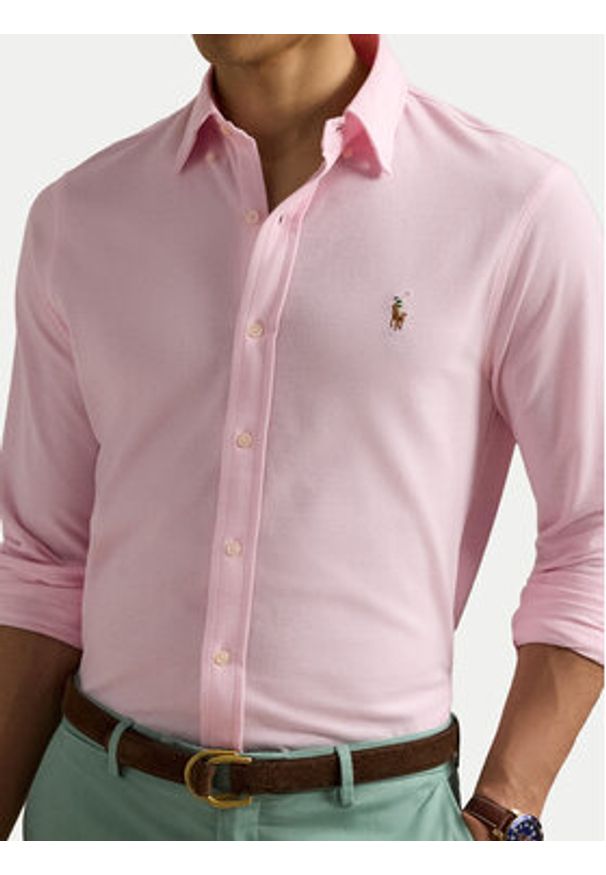 Polo Ralph Lauren Koszula 710932545012 Różowy Slim Fit. Typ kołnierza: polo. Kolor: różowy. Materiał: bawełna