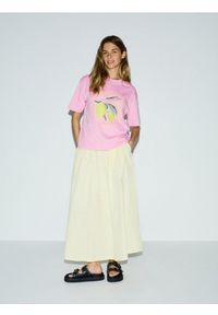 Reserved - Bawełniany t-shirt z nadrukiem - różowy. Kolor: różowy. Materiał: bawełna. Wzór: nadruk #1