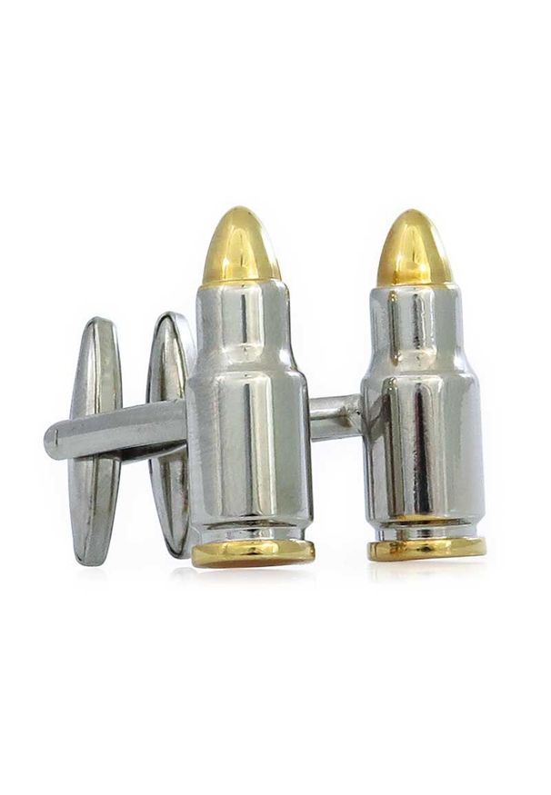 Modini - Srebrno-złote spinki do mankietów - naboje U255. Kolor: srebrny, złoty, wielokolorowy