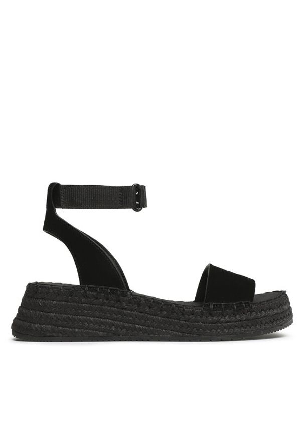 Calvin Klein Jeans Espadryle Sporty Wedge Rope Su Con YW0YW00977 Czarny. Kolor: czarny. Materiał: skóra, zamsz. Styl: sportowy