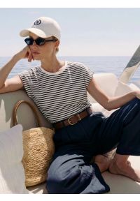 Big-Star - Koszulka damska w paski biało-granatowa Aleksa 403. Okazja: na co dzień. Kolor: niebieski. Materiał: dzianina, bawełna, żakard. Wzór: paski. Styl: casual, klasyczny #9