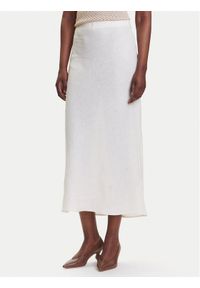 Marella Spódnica midi Desio 2515101032 Biały Regular Fit. Kolor: biały. Materiał: len #1