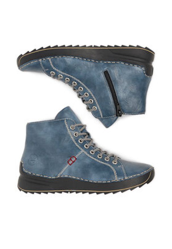 Rieker Trzewiki 71510-14 Niebieski. Kolor: niebieski. Materiał: materiał, syntetyk, skóra