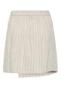 Pieces Spódnica mini Pia 17151891 Beżowy Regular Fit. Kolor: beżowy. Materiał: len