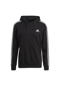 Adidas - adidas Essentials 3-Stripes Fleece Hoodie, męska bluza. Kolor: biały, czarny, wielokolorowy. Materiał: bawełna, wiskoza, poliester