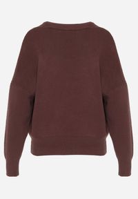 Renee - Brązowy Klasyczny Sweter z Wiskozą i Kaszmirem Marirra. Okazja: na co dzień, do pracy. Typ kołnierza: dekolt w serek. Kolor: brązowy. Materiał: wiskoza, kaszmir. Styl: klasyczny #2