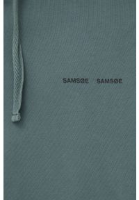 Samsoe & Samsoe - Samsoe Samsoe bluza bawełniana męska kolor zielony z kapturem z nadrukiem. Typ kołnierza: kaptur. Kolor: zielony. Materiał: bawełna. Wzór: nadruk #2
