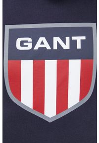 GANT - Gant bluza męska kolor granatowy z nadrukiem. Okazja: na co dzień. Kolor: niebieski. Materiał: bawełna. Wzór: nadruk. Styl: casual #5