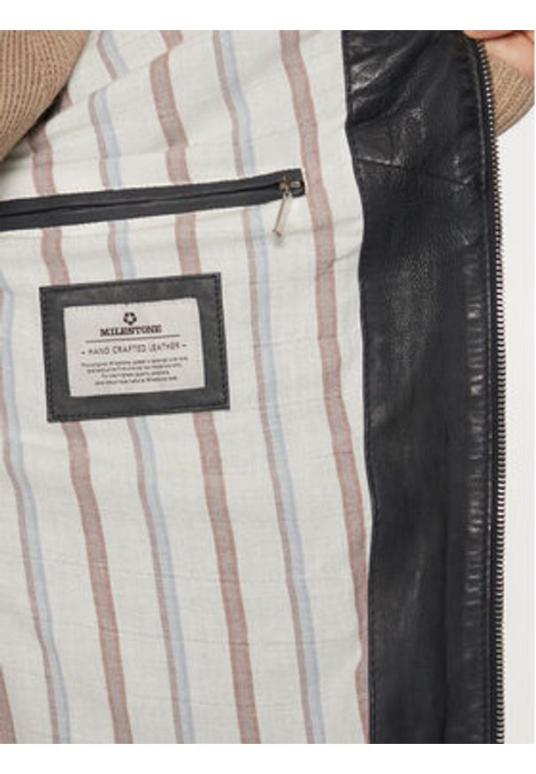 Milestone Kurtka skórzana Winston 511099 60600 Granatowy Regular Fit. Kolor: niebieski. Materiał: skóra