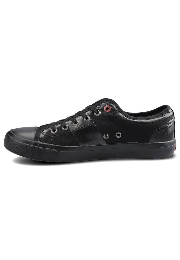 Trampki damskie Cross Jeans, z materiału tekstylnego o wzmocnionej strukturze z klasycznym sznurowaniem gumowym noskiem oraz płaską podeszwą, czarne,. Okazja: na co dzień. Kolor: czarny. Materiał: materiał, guma. Szerokość cholewki: normalna. Obcas: na płaskiej podeszwie. Styl: klasyczny